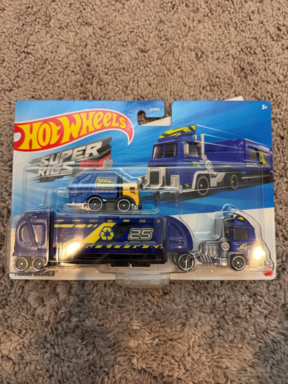 Hot Wheels Super Rig Trash Basher Die Cast Vehicle Garbage Truck
